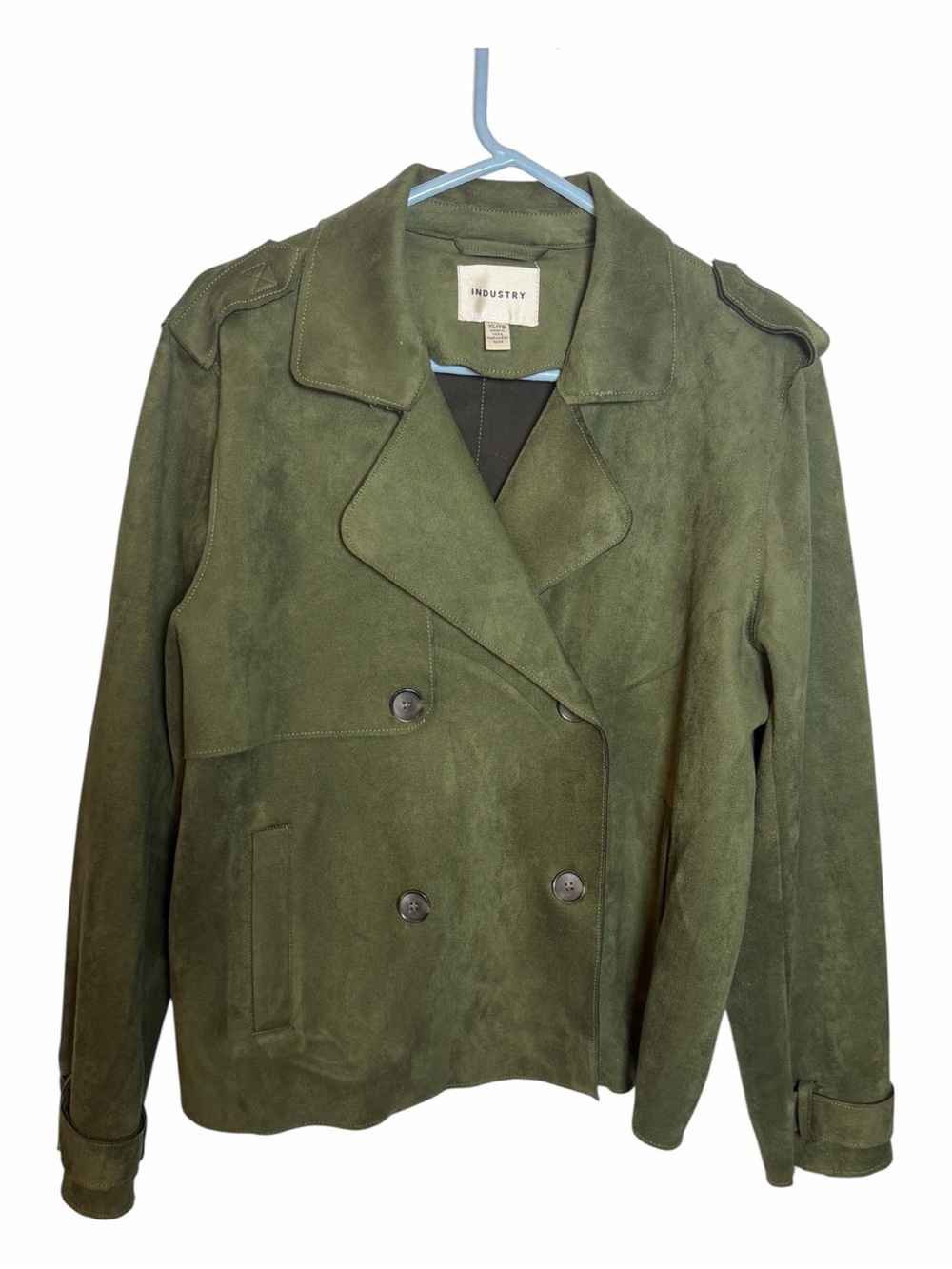 INDUSTRY Women’s Green Double-Breasted Lined Pea Coat Jacket Button XL